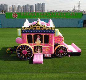 T5-672 Disney Pink Princess Trail Kombination Trampoline och Slide Party Event