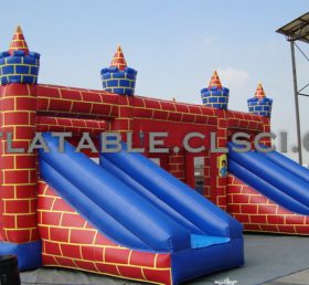 T2-2305 Uppblåsbar trampolin slott kombination