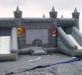 IC1-001 Vuxna barns uppblåsbara grå slott trampolin