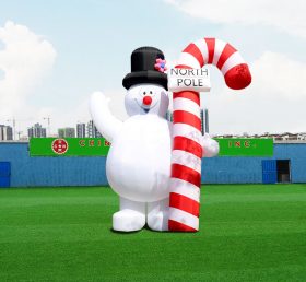 C1-218 Godis sockerrör uppblåsbar jul snögubbe